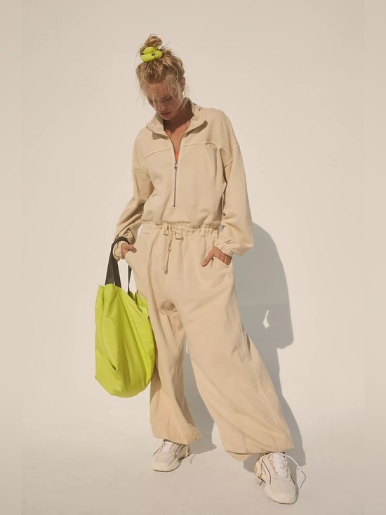 FP Movement by Free People Pants - Free People Movement Brightside One Piece Jumpsuit Zip Tie Pockets Ivory L NWT